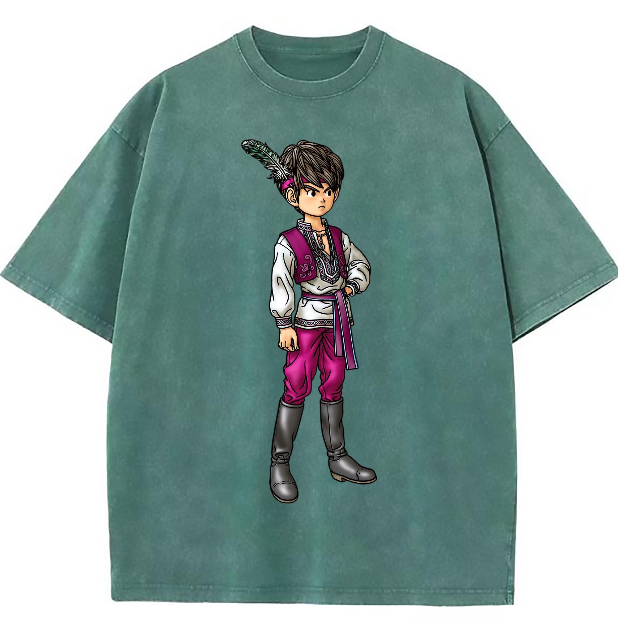 （画像用） ドラゴンクエスト Doragon Kuesuto Dragon Quest 綿100% ヴィンテージ風 半袖Tシャツ（フロントプリント）
